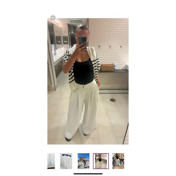 SPLENDID Beige Off-White Pull On Wide-Leg Delancey Trousers Pants Size XS - Picture 11 of 12